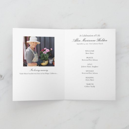 ブルーフラワーフランスのズお祝い・オブ・ライフ・プログラム プログラム (内部)