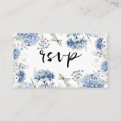 ブルーフラワーフレーム伝統的ウェディングRSVP エンクロージャーカード (裏面)