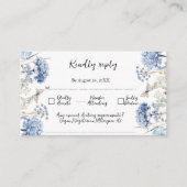 ブルーフラワーフレーム伝統的ウェディングRSVP エンクロージャーカード (正面)