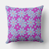 ブルーフラワーフローラルパターン – 装飾用クッション クッション (裏面)