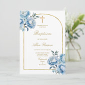 ブルーフラワーフローラ少年バプテスマ 招待状 (スタンド正面)