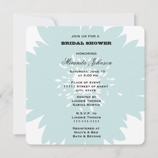 ブルーフラワーブライダル 招待状 (正面)