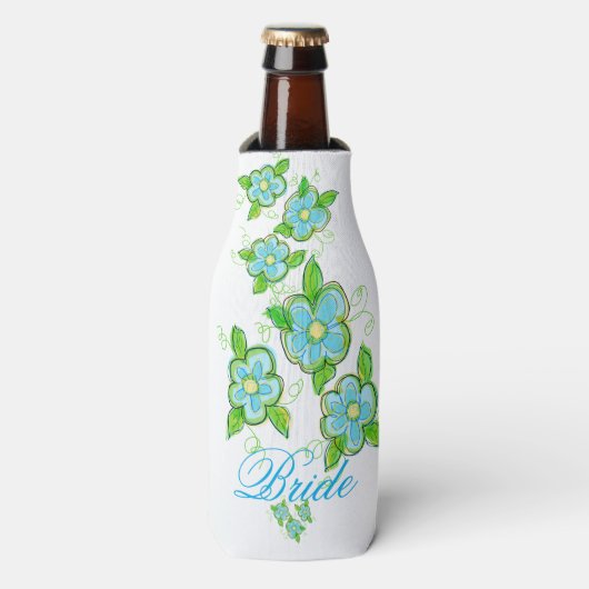 ブルーフラワーブライドボトルスーツ ボトルクーラー (ボトル正面)