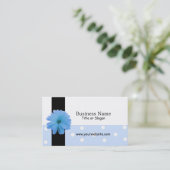 ブルーフラワーブラックリボンデザイン 名刺 (スタンド正面)