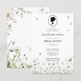 ブルーフラワーブリジガートンテーマブライダルシャワー 招待状