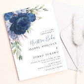 ブルーフラワーブーケヌエストラボダスペインの結婚ズ 招待状