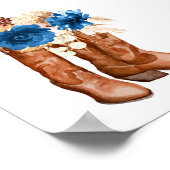 ブルーフラワーブーツ赤ちゃんシャワー歓迎サイン ポスター (角)