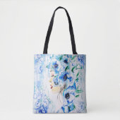 ブルーフラワーヘアウィメントートバッグ トートバッグ (正面)