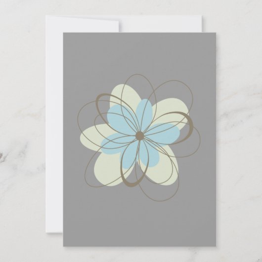 ブルーフラワーベビーシャワー 招待状 (正面)