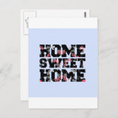 ブルーフラワーホームスイートホームデザイン ポストカード (正面/裏面)