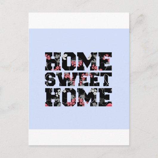 ブルーフラワーホームスイートホームデザイン ポストカード (正面)