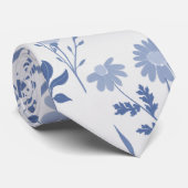 ブルーフラワーボタニカル絵画ズ ネクタイ (ロール)