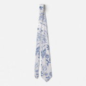 ブルーフラワーボタニカル絵画ズ ネクタイ (裏面)