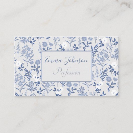 ブルーフラワーボタニカル絵画ズ 名刺 (正面)
