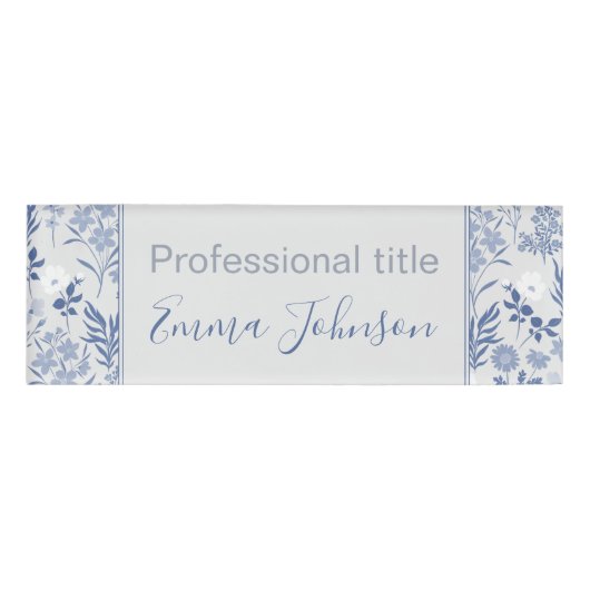 ブルーフラワーボタニカル絵画ズ 名札 (正面)