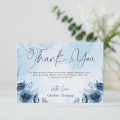 ブルーフラワーボーイベビーシャワー サンキューカード (スタンド正面)