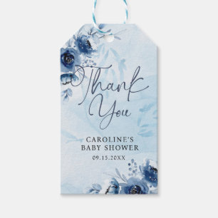 ブルーフラワーボーイ赤ちゃんシャワーありがとう ギフトタグ