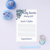 ブルーフラワーマイメモリブライダルシャワーゲームカード チラシ (シングル)