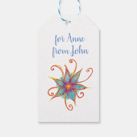 ブルーフラワーマンダラパーソナルカスタム ギフトタグ (裏面)