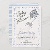 ブルーフラワーマーケットファームベビーシャワー招待状 招待状 (正面/裏面)