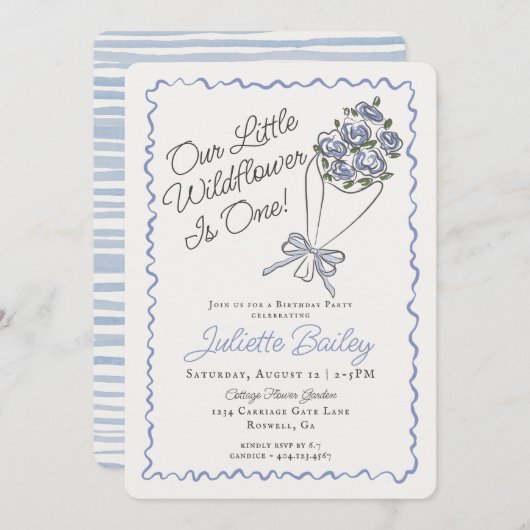 ブルーフラワーマーケットファームFbirthday招待状 招待状 (正面/裏面)