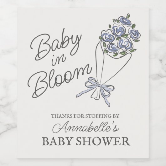 ブルーフラワーマーケットフレッシュフローラベビーシャワー ワインラベル (シングルラベル)