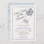 ブルーフラワーマーケットフローラブライダルシャワー招待 招待状 (正面/裏面)