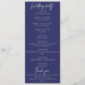 ブルーフラワーミニマリストエレガントな結婚式 プログラム (裏面)