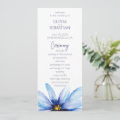 ブルーフラワーミニマリストエレガントな結婚式 プログラム (スタンド正面)