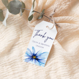 ブルーフラワーミニマリスト水彩ありがとう ギフトタグ