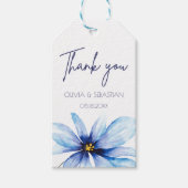 ブルーフラワーミニマリスト水彩ありがとう ギフトタグ (正面)