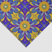 ブルーフラワーモザイクタイル – 歴史テーマ工芸品 薄葉紙 (詳細)