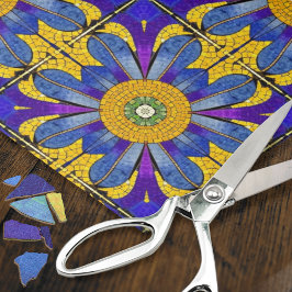 ブルーフラワーモザイクタイル – 歴史テーマ工芸品 薄葉紙