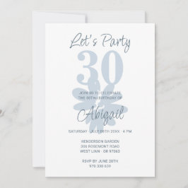 ブルーフラワーモダン30th誕生日招待状 招待状