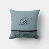 ブルーフラワーモノグラムカスタム綿枕 クッション (裏面)