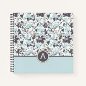 ブルーフラワーモノグラム ノートブック (正面)