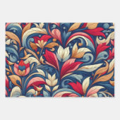 ブルーフラワーモリスアート ラッピングペーパーシート (正面3)