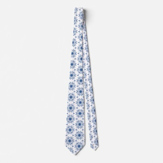 ブルーフラワーラインアートネックタイ ネクタイ (正面)