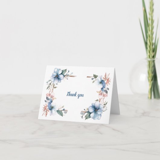 ブルーフラワーライン結婚：のサンキューカード カード (正面)