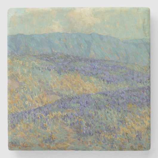 ブルーフラワーランドスケープ(by Granville Redmond) ストーンコースター (正面)