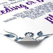 ブルーフラワーリングや輪をブライダルシャワーの看板 ポスター (角)