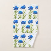 ブルーフラワーワイルドフラワーウォータカラーシフェミニンック バスタオルセット (ハンドタオル)