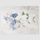 ブルーフラワーヴィンテージバタフライ色彩の鮮やかデカップ 薄葉紙 (正面)