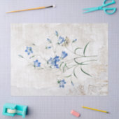 ブルーフラワーヴィンテージバタフライ色彩の鮮やかデカップ 薄葉紙 (クラフト)