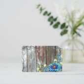 ブルーフラワー付きの古いバーンウッドとスクロールオ縁どン 名刺 (スタンド正面)