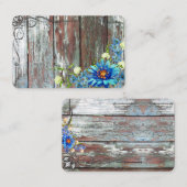 ブルーフラワー付きの古いバーンウッドとスクロールオ縁どン 名刺 (正面/裏面)