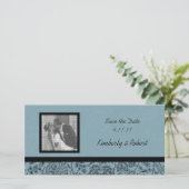 ブルーフラワー壁紙ウェディング日付を保存 セーブザデート (スタンド正面)