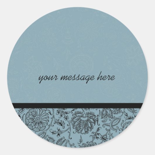 ブルーフラワー壁紙結婚式用シール ラウンドシール (正面)