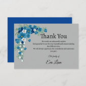 ブルーフラワー悔やみや弔慰葬儀サンキューカード エンクロージャーカード (正面/裏面)