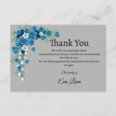 ブルーフラワー悔やみや弔慰葬儀サンキューカード エンクロージャーカード (正面)